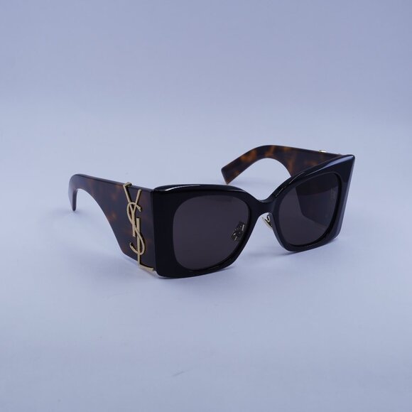 Saint Laurent SLM119/F BLAZE 003 Sunglasses Black/Havana Butterfly Frame - Picture 1 of 10